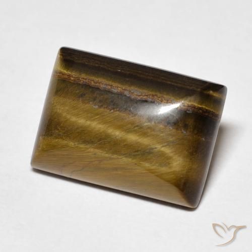 Ojo de Tigre Medium Light-Brown natural de 7.07 ct, Corte Baguette, Opaco