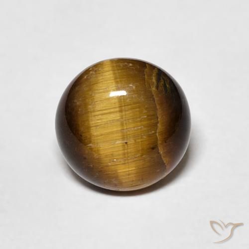 1.71ct Natural Marrón medio Ojo de Tigre, Redondo, Opaco