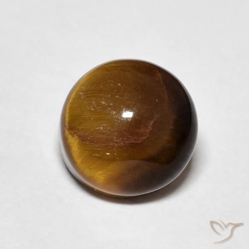 Ojo de Tigre Marrón medio natural de 2.20 ct, Redondo, Opaco