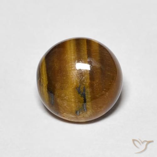 1.87ct Natural Marrón dorado Ojo de Tigre, Redondo, Opaco
