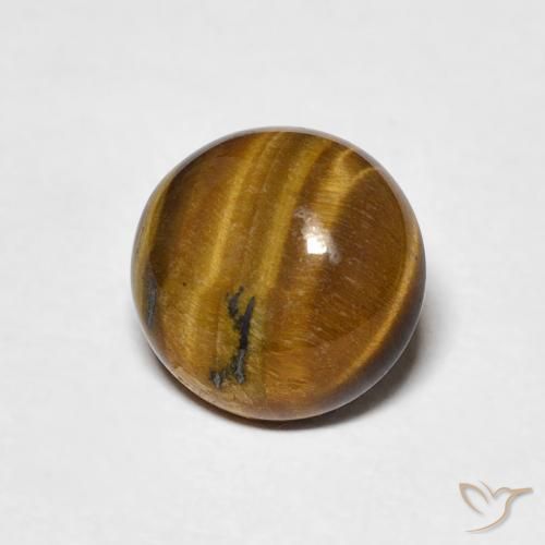 Ojo de Tigre Marrón dorado natural de 1.87 ct, Redondo, Opaco