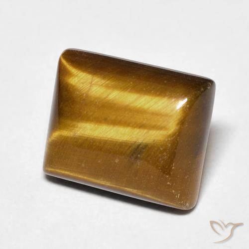 Ojo de Tigre Marrón amarillento natural de 5.82 ct, Corte Baguette, Opaco