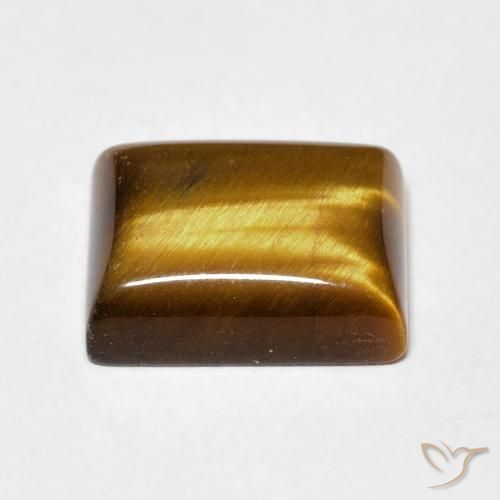 Ojo de Tigre Marrón amarillento natural de 5.82 ct, Corte Baguette, Opaco