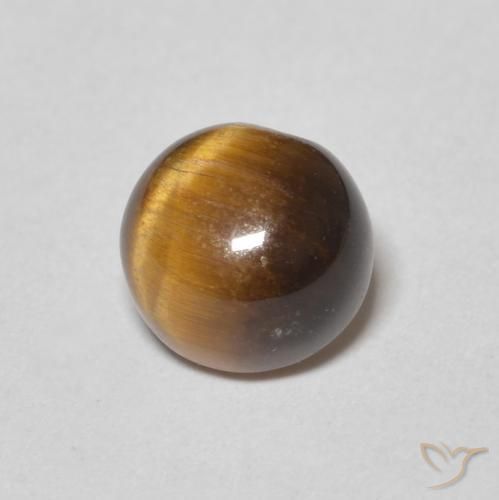 Ojo de Tigre Marrón jengibre natural de 1.32 ct, Redondo, Opaco