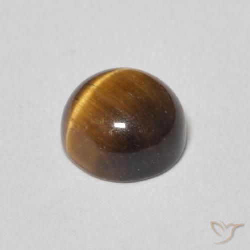 Ojo de Tigre Marrón jengibre natural de 1.32 ct, Redondo, Opaco
