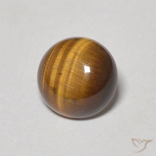 Ojo de Tigre Marrón cálido natural de 1.24 ct, Redondo, Opaco
