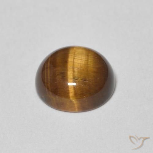 Ojo de Tigre Marrón cálido natural de 1.24 ct, Redondo, Opaco