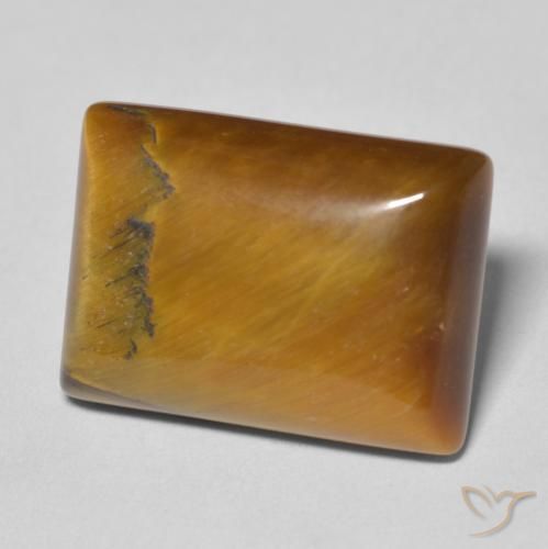 Ojo de Tigre Marrón amarillento natural de 12.19 ct, Corte Baguette, Opaco
