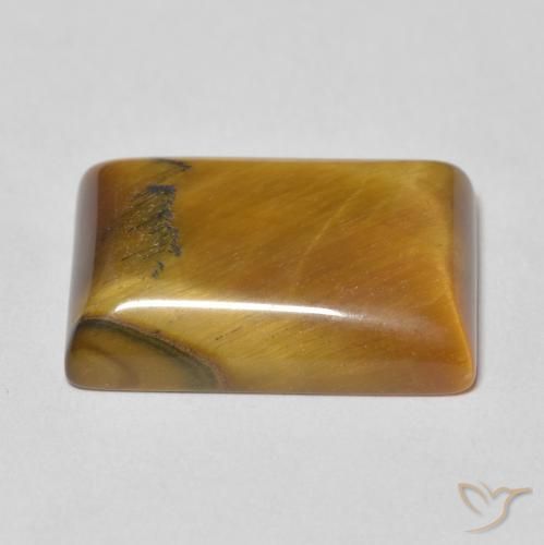 Ojo de Tigre Marrón amarillento natural de 12.19 ct, Corte Baguette, Opaco