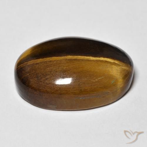 Ojo de Tigre Marrón amarillento natural de 26.28 ct, Ovalada, Opaco