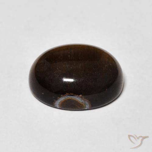 Ojo de Tigre Marrón amarillento natural de 4.79 ct, Ovalada, Opaco