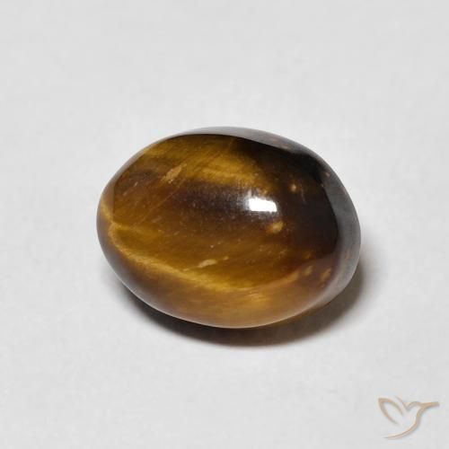 Ojo de Tigre Marrón amarillento natural de 4.27 ct, Ovalada, Opaco