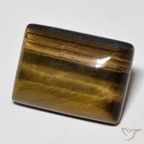 Ojo de Tigre Marrón amarillento natural de 15.09 ct, Corte Baguette, Opaco