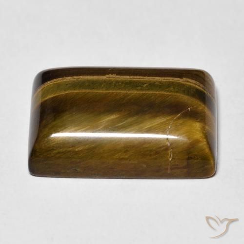 Ojo de Tigre Marrón amarillento natural de 15.09 ct, Corte Baguette, Opaco