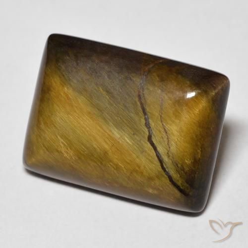 Ojo de Tigre Marrón amarillento natural de 12.60 ct, Corte Baguette, Opaco