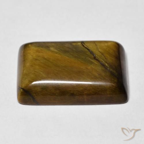 Ojo de Tigre Marrón amarillento natural de 12.60 ct, Corte Baguette, Opaco