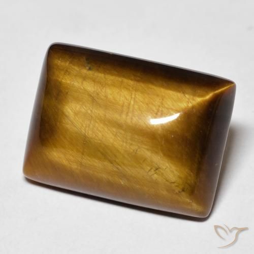 Ojo de Tigre Marrón dorado natural de 13.42 ct, Corte Baguette, Opaco