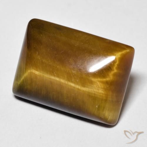 Ojo de Tigre Marrón dorado natural de 13.48 ct, Corte Baguette, Opaco