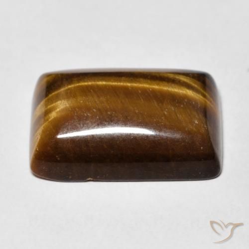 Ojo de Tigre Medium Light-Brown natural de 14.98 ct, Corte Baguette, Opaco
