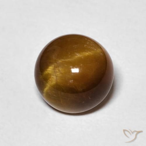 Ojo de Tigre Marrón dorado natural de 2.32 ct, Redondo, Opaco