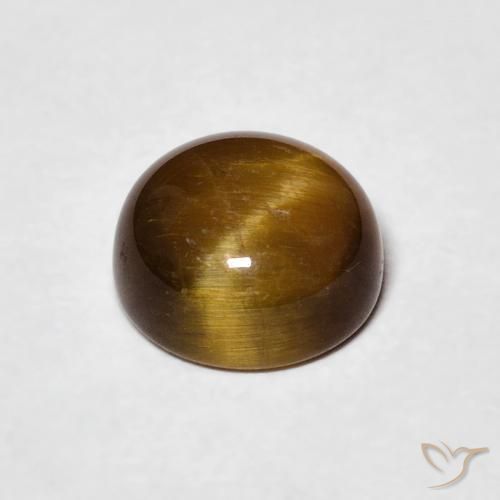 Ojo de Tigre Marrón dorado natural de 2.32 ct, Redondo, Opaco