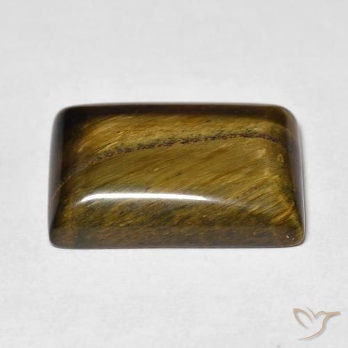 Ojo de Tigre Marrón medio natural de 12.70 ct, Corte Baguette, Opaco