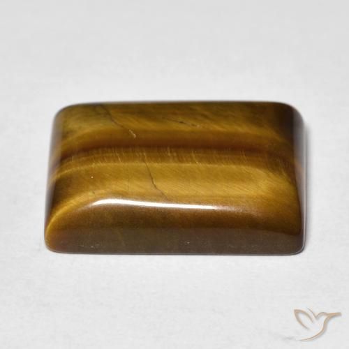 Ojo de Tigre Marrón cálido natural de 13.82 ct, Corte Baguette, Opaco
