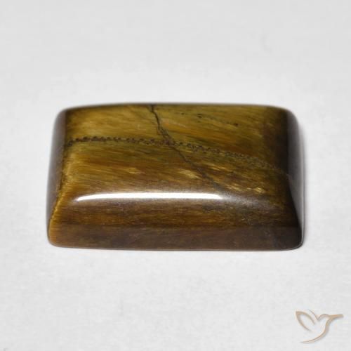 Ojo de Tigre Marrón cálido natural de 12.80 ct, Corte Baguette, Opaco