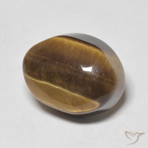 Ojo de Tigre Marrón medio natural de 6.70 ct, Ovalada, Opaco