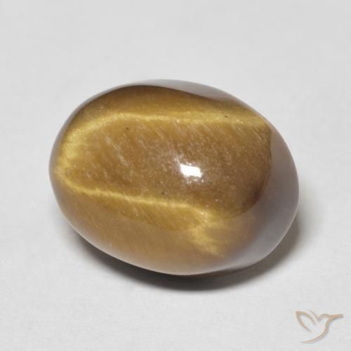 Ojo de Tigre Marrón medio natural de 6.90 ct, Ovalada, Opaco