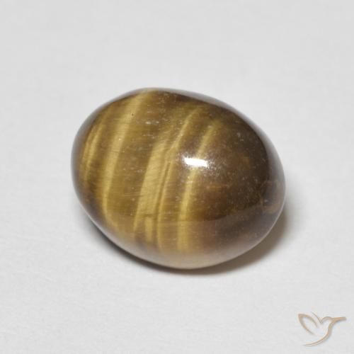 Ojo de Tigre Marrón medio natural de 4.09 ct, Ovalada, Opaco