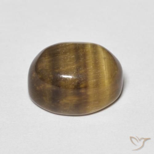 Ojo de Tigre Marrón medio natural de 4.09 ct, Ovalada, Opaco