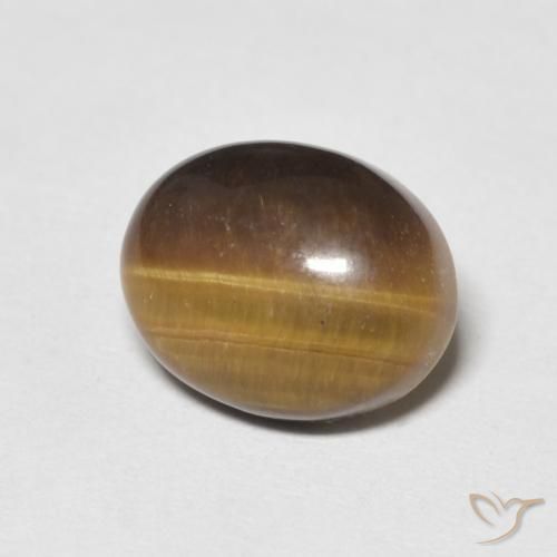 Ojo de Tigre Marrón amarillento natural de 3.02 ct, Ovalada, Opaco