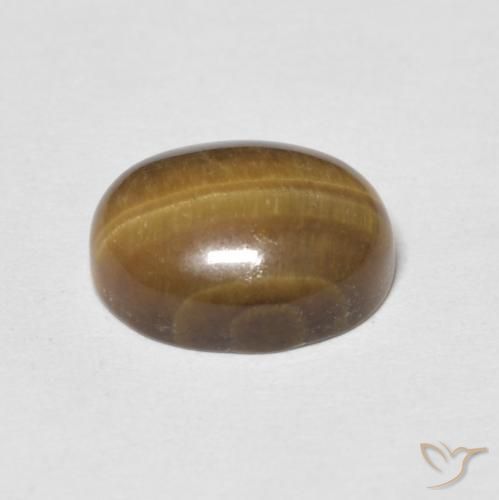 Ojo de Tigre Marrón amarillento natural de 3.02 ct, Ovalada, Opaco
