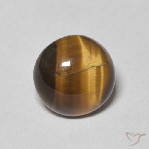 1.64ct Natural Marrón amarillento Ojo de Tigre, Redondo, Opaco