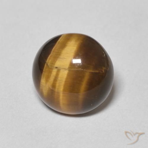 Ojo de Tigre Marrón amarillento natural de 1.64 ct, Redondo, Opaco