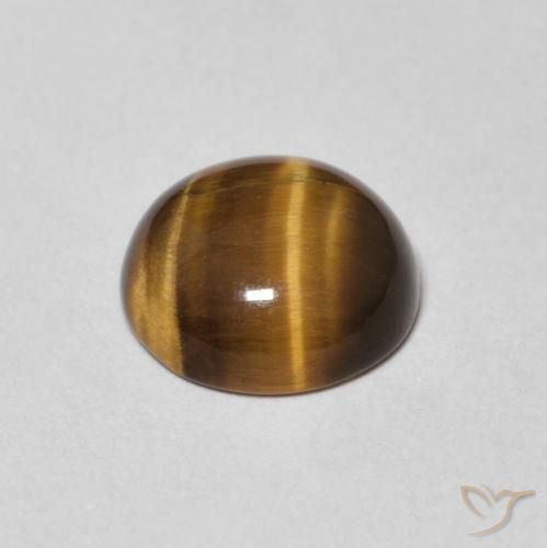Ojo de Tigre Marrón amarillento natural de 1.64 ct, Redondo, Opaco