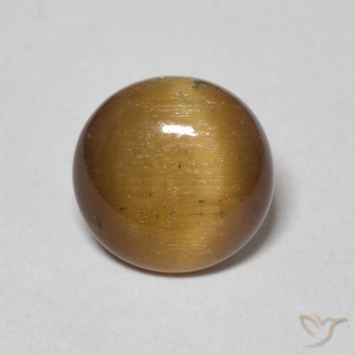 1.54ct Natural Marrón amarillento Ojo de Tigre, Redondo, Opaco