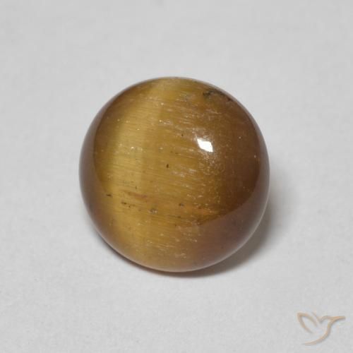 Ojo de Tigre Marrón amarillento natural de 1.54 ct, Redondo, Opaco