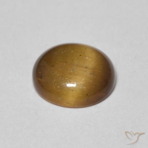 Ojo de Tigre Marrón amarillento natural de 1.54 ct, Redondo, Opaco