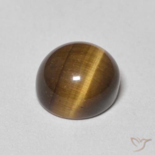 Ojo de Tigre Marrón medio natural de 2.44 ct, Redondo, Opaco