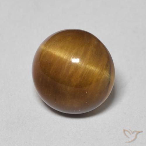 Ojo de Tigre Marrón medio natural de 2.17 ct, Redondo, Opaco