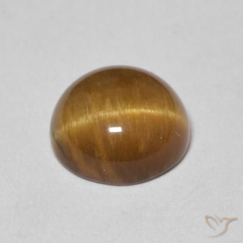 Ojo de Tigre Marrón medio natural de 2.17 ct, Redondo, Opaco