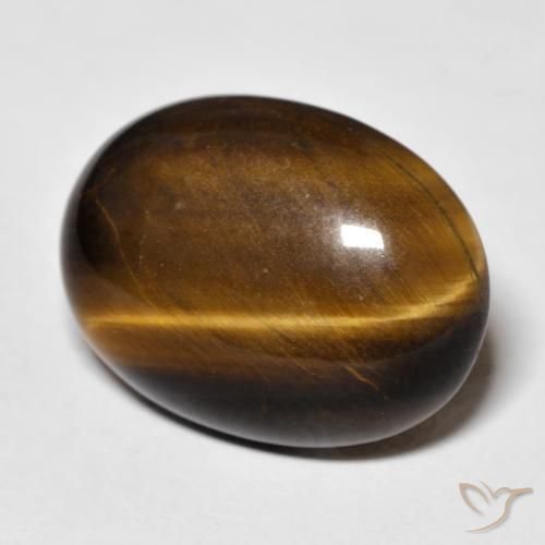 Ojo de Tigre Medium Dark-Brown natural de 14.23 ct, Ovalada, Opaco
