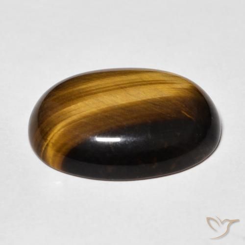 Ojo de Tigre Medium Dark-Brown natural de 14.23 ct, Ovalada, Opaco