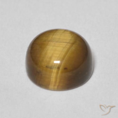 Ojo de Tigre Marrón medio natural de 1.53 ct, Redondo, Opaco