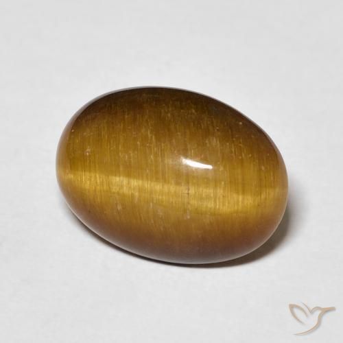 Ojo de Tigre Marrón amarillento natural de 4.52 ct, Ovalada, Opaco