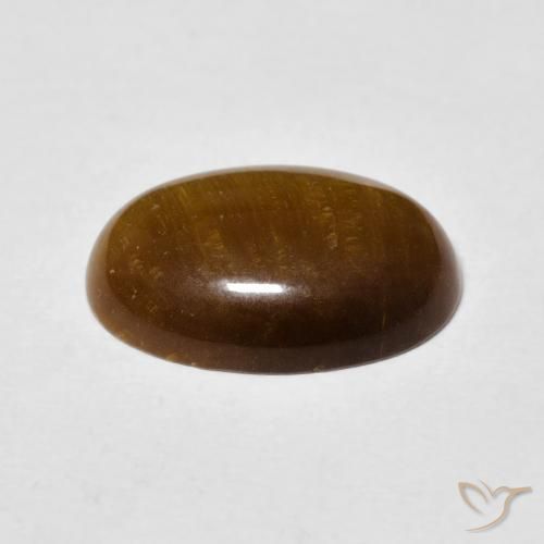 Ojo de Tigre Marrón amarillento natural de 4.52 ct, Ovalada, Opaco