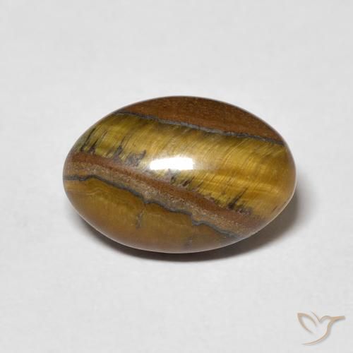 4.24ct Natural Marrón amarillento Ojo de Tigre, Ovalada, Opaco