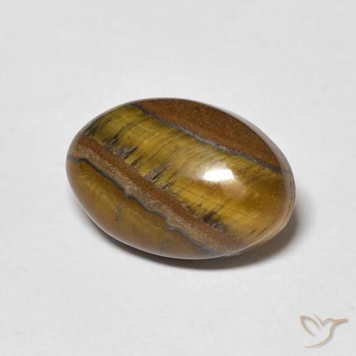 Ojo de Tigre Marrón amarillento natural de 4.24 ct, Ovalada, Opaco